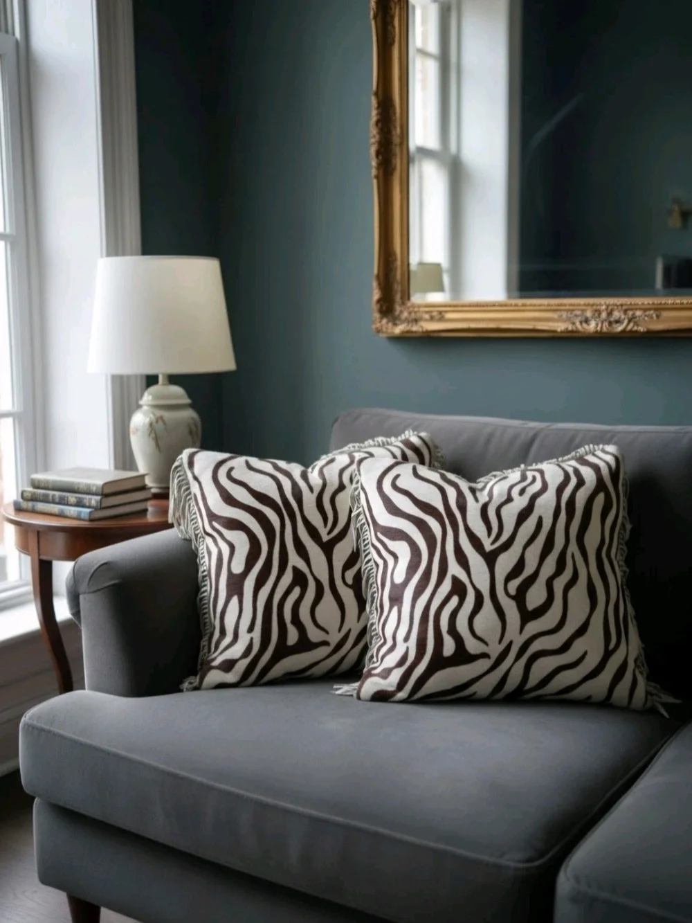 2 Custom Made Decorative Cowhide Zebra Print Fringe Pillows 14